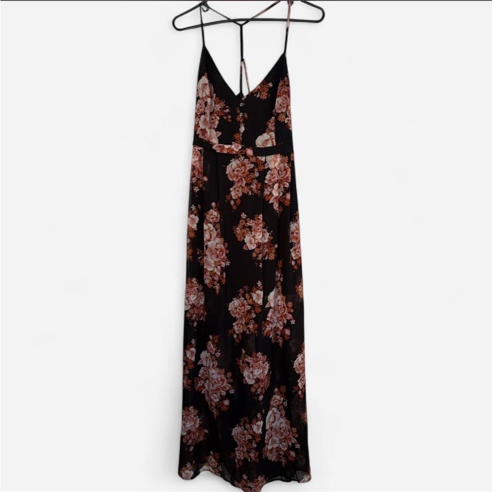 Forever 21 Black and Pink/Orange Floral Maxi Dress